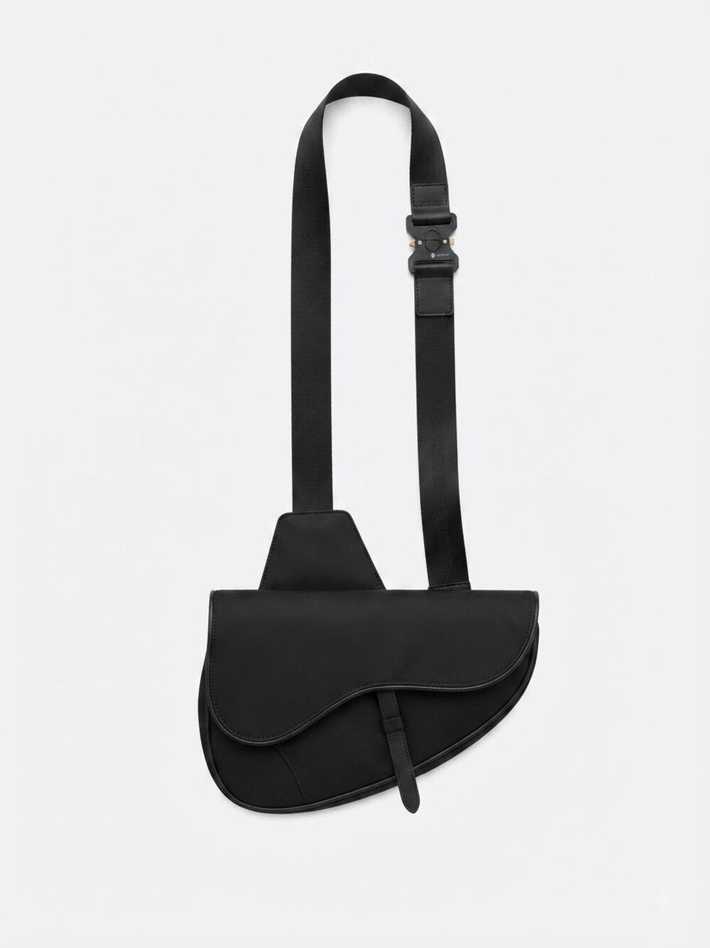 Unbranded Black Nylon Saddle Bag Crossbody Purse Y2K Streetwear Utility Unisex